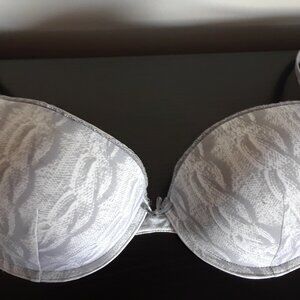 Light Grey & White Double Push Up Padded Bra